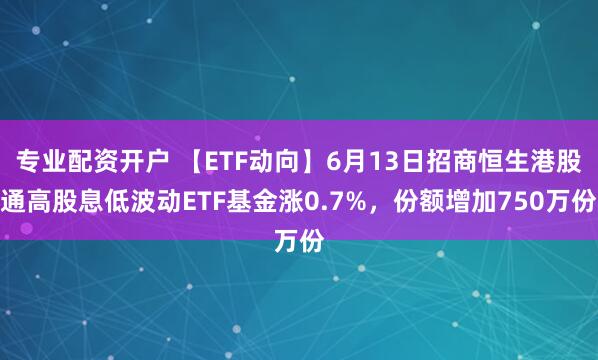 专业配资开户 【ETF动向】6月13日招商恒生港股通高股息低波动ETF基金涨0.7%，份额增加750万份